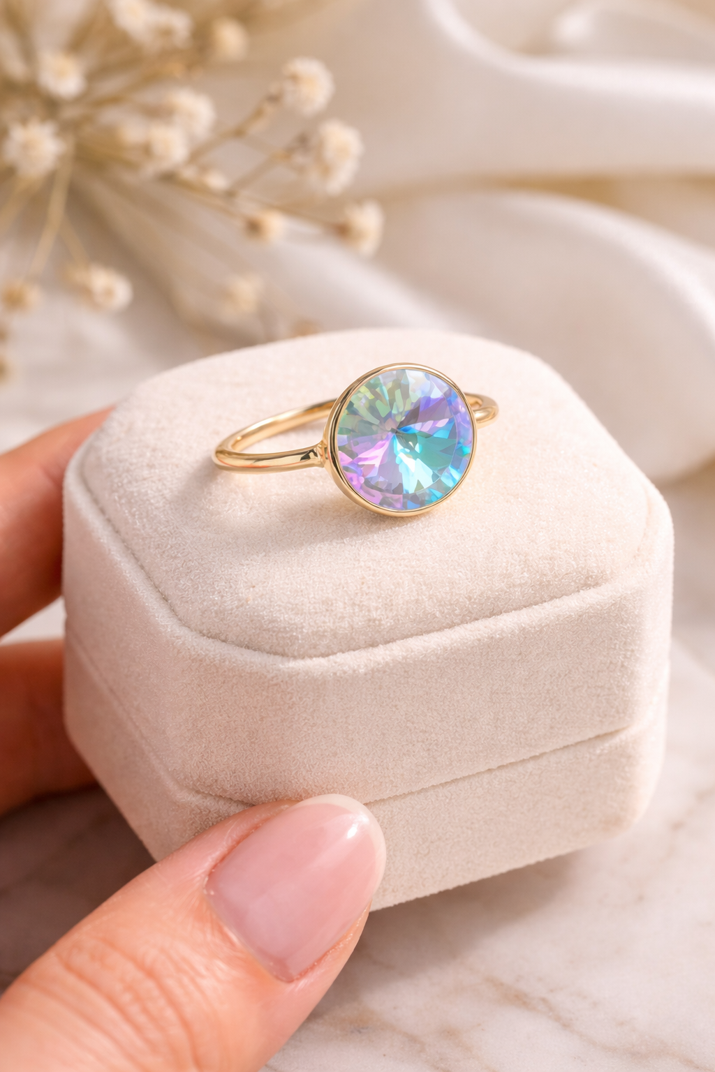 Aurora Crystal Gold-Plated Ring