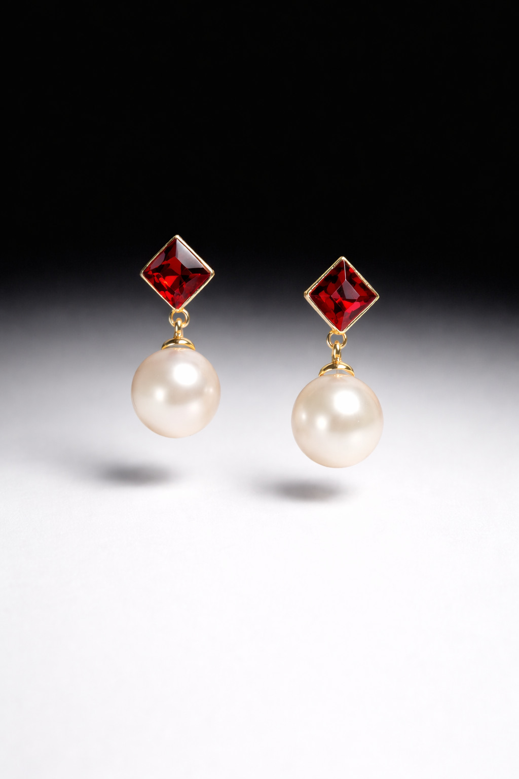 Triangle red stone earrings