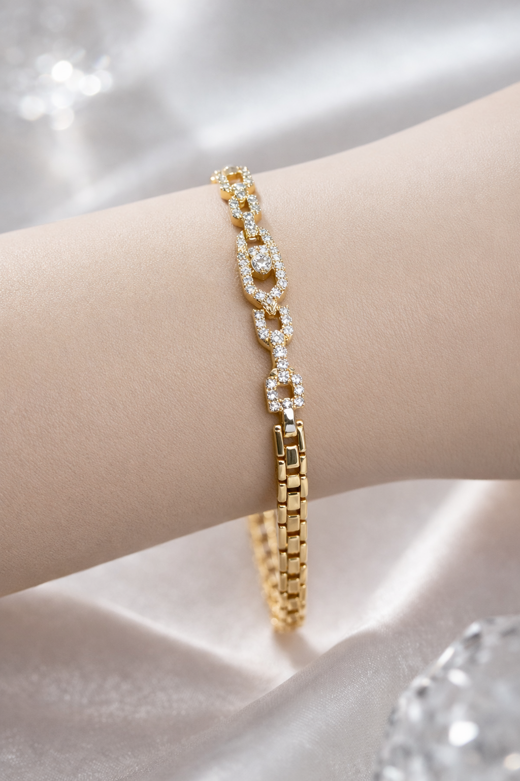 Gold-Plated pave Link Bracelet