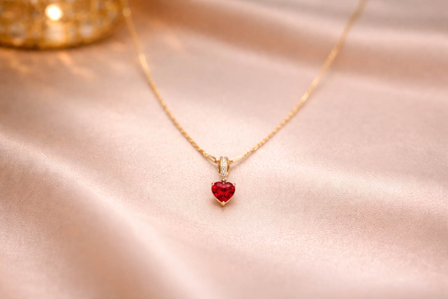 Red Heart Crystal Pendant Necklace