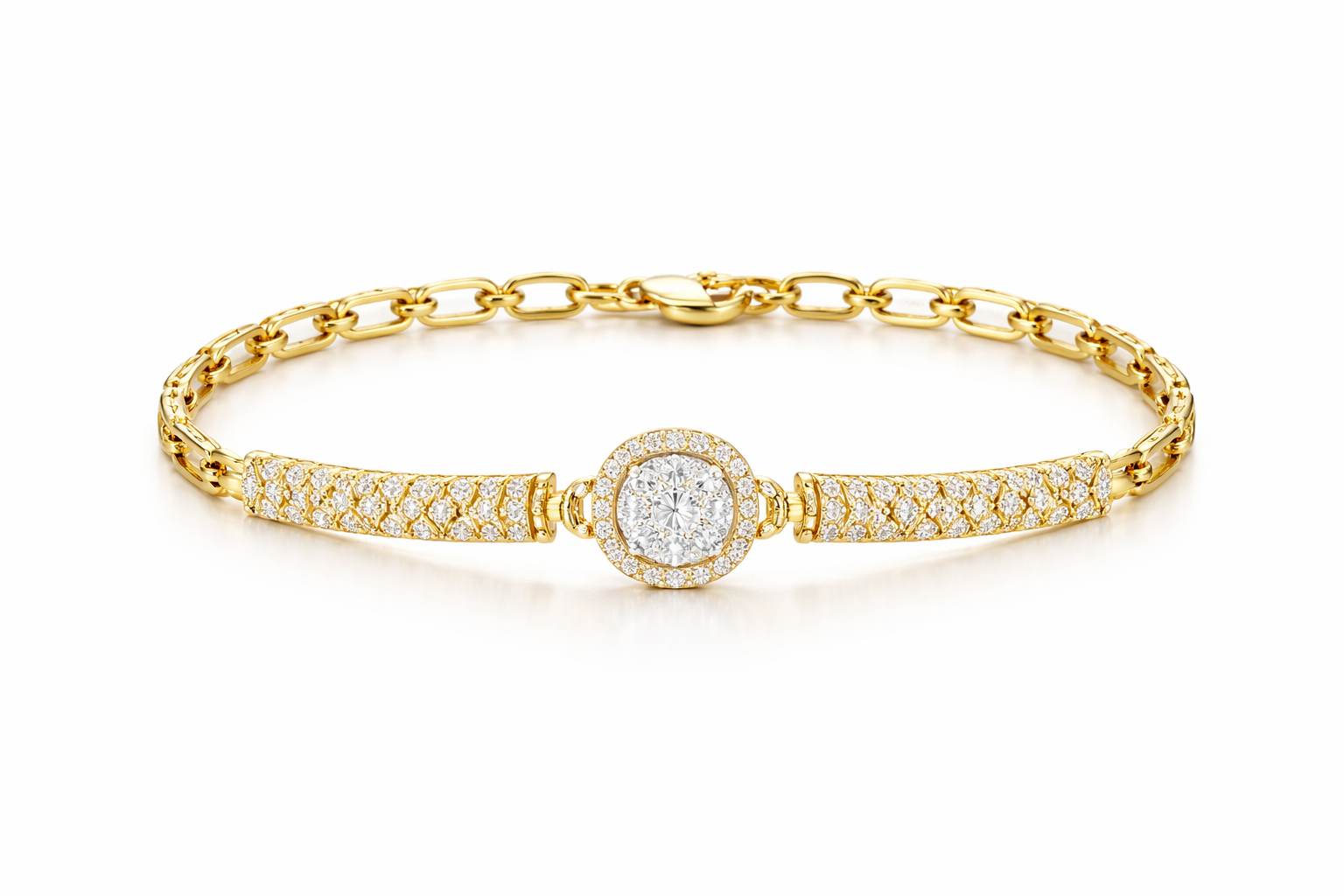 Gold-Plated Pave Crystal Bracelet
