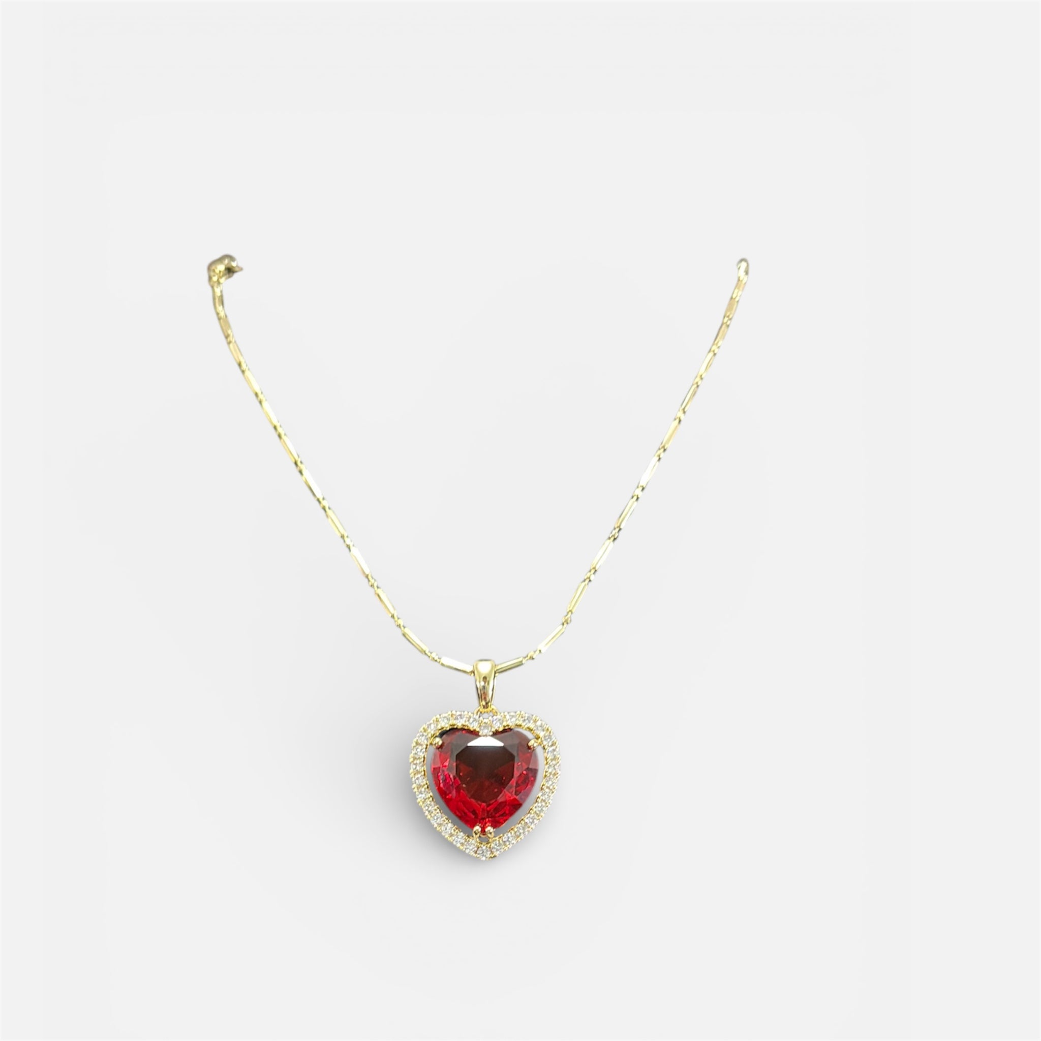 Heart-shaped red stone necklace